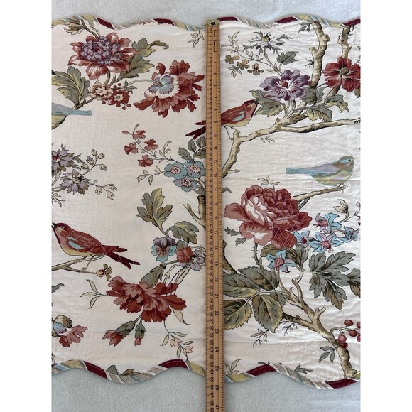 Set of 2 Waverly Charleston Chirp Bird Floral King Pillow Shams Scalloped Edge - Picture 4 of 12